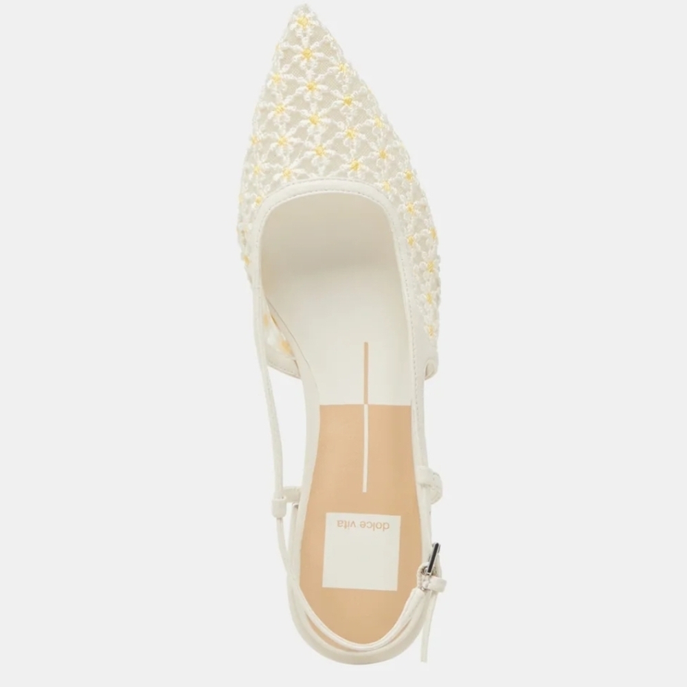 💛🔹️ Dolce Vita 🔹️Pamie Floral White Floral Mesh Women's Slingback Flats - Picture 8 of 12